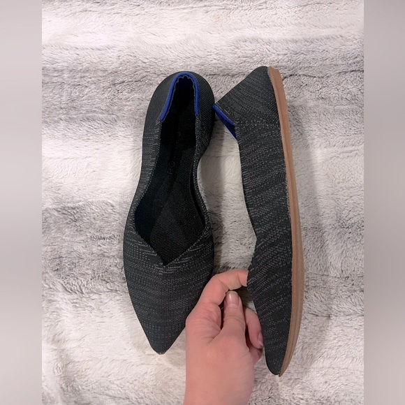 Rothys Womens The Point Black Striped Knit Ballet Flats Shoe 9.5 Office Siren - Picture 3 of 6